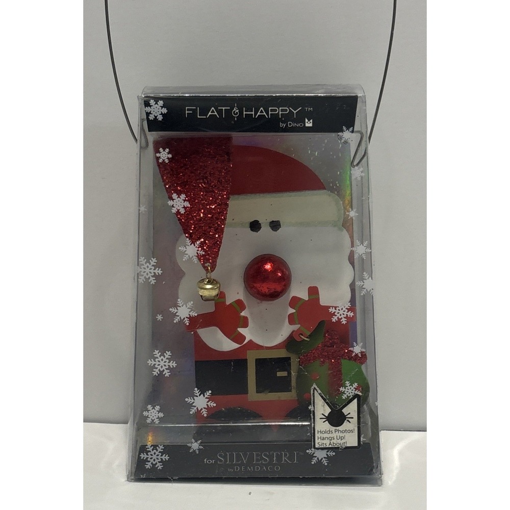 2009 Demdaco Flat & Happy by Dino Santa  Silvestri Christmas Photo Holder